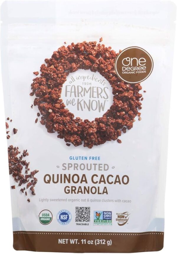 One Degree Organic Foods Quinoa Cacao Granola - Sprouted Oat - Case Of 6 - 11 Oz.