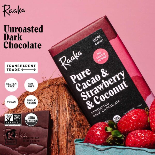 Raaka Chocolate - Bar Cacao Strw Coconut - Case Of 12-1.8 Oz - Image 3