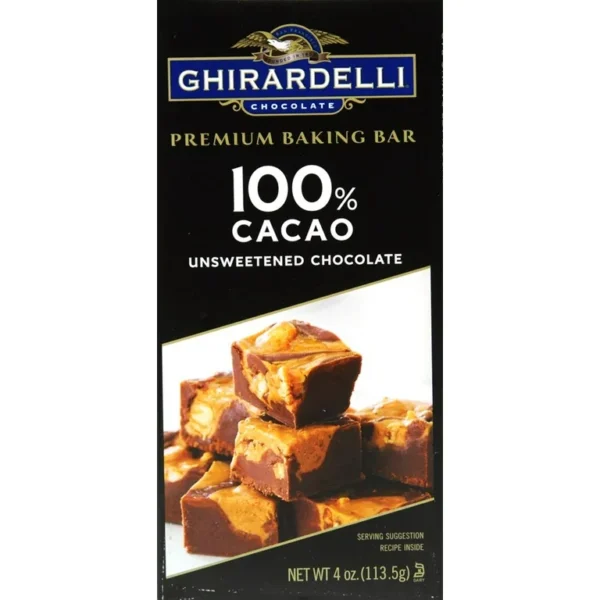 Ghirardelli Premium Baking Bar - 100% Cacao Unsweetened Chocolate - Case Of 12 - 4 Oz